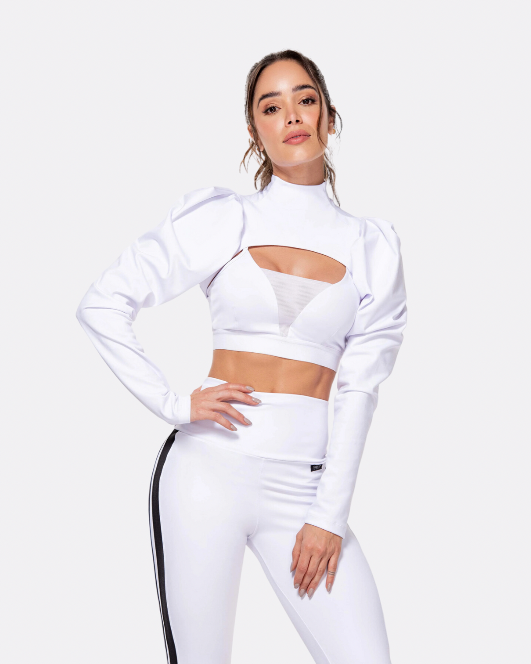 WHITE BALLOON SLEEVES TOP AND BELL PANTS SET