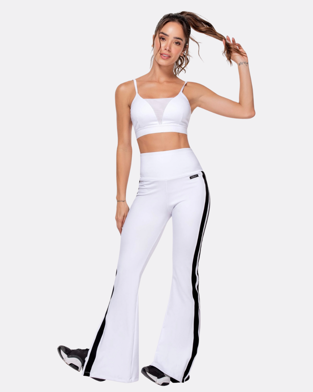 WHITE BALLOON SLEEVES TOP AND BELL PANTS SET