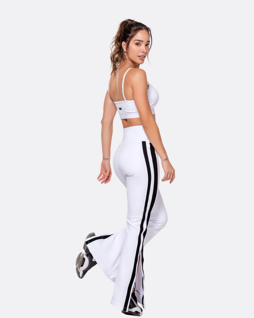 WHITE BALLOON SLEEVES TOP AND BELL PANTS SET