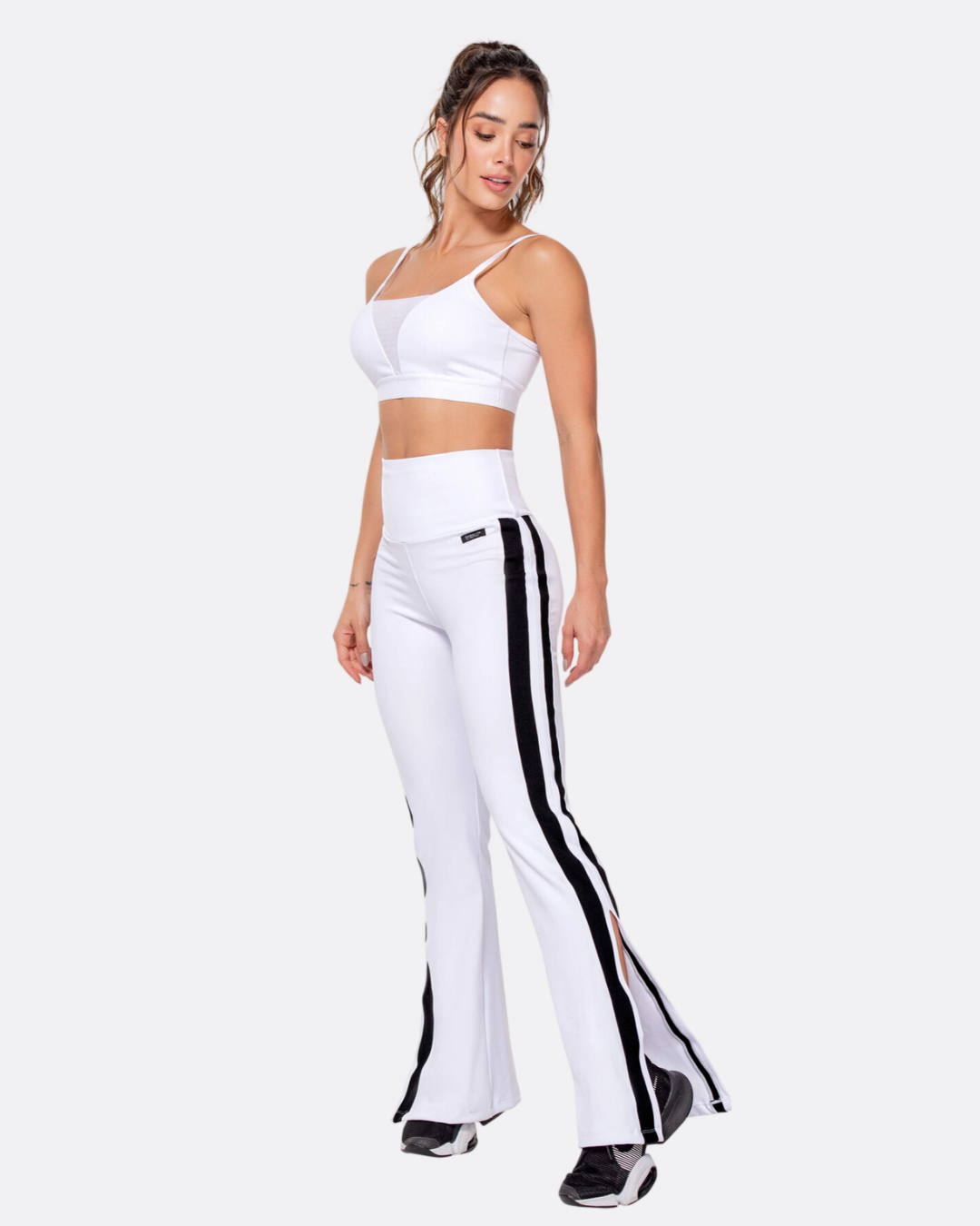 WHITE BALLOON SLEEVES TOP AND BELL PANTS SET